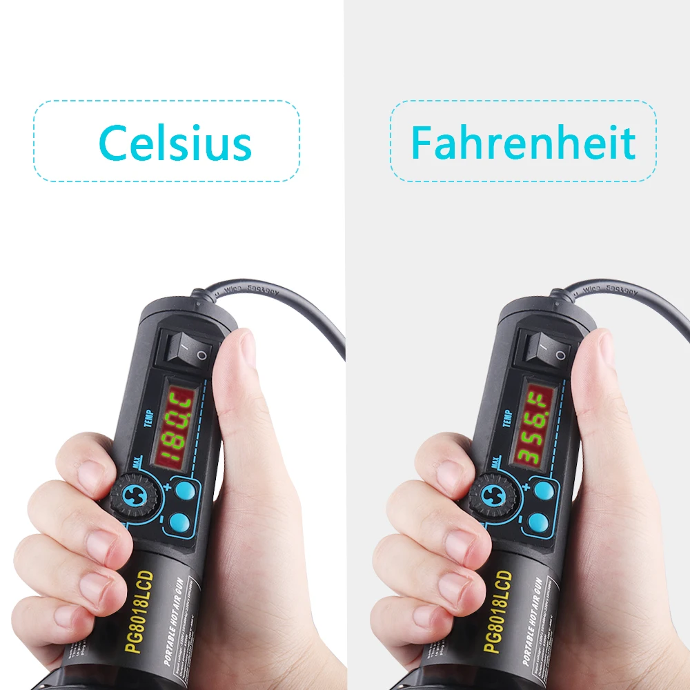 650W UE EE. UU. PG8018LCD pistola de aire caliente de calor electrónico ajustable Estación de soldadura para desoldar IC SMD BGA + boquilla soplador de aire caliente de 650W