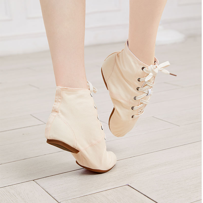 Jazz-Schuhe, Segeltuch, Jazz-Tanzschuhe, knöchellange Tanzstiefel, geteilte Sohle, Schuhe für Mädchen, Kinder, Erwachsene, Kinder, China, Größe 26–45