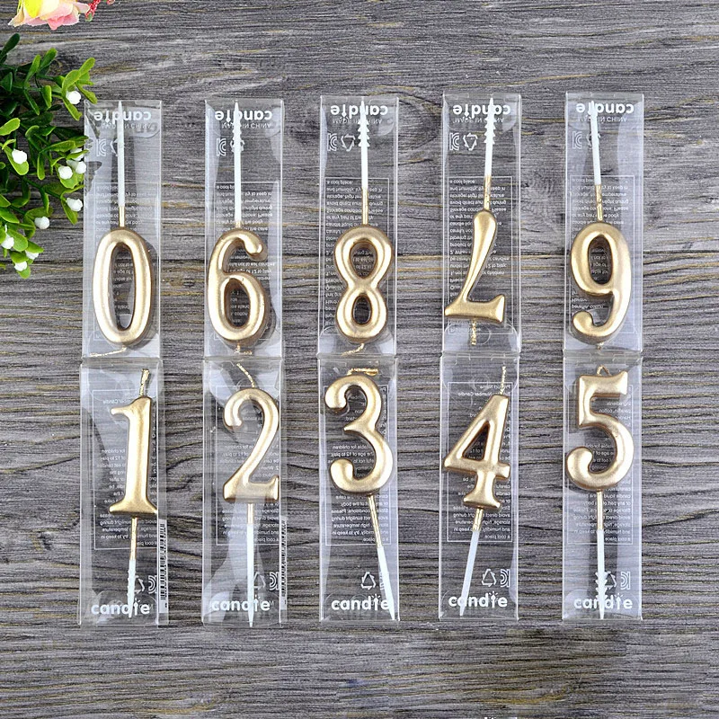 1 Chiếc Vàng Chúc Mừng Sinh Nhật Số Bánh Nến 0 1 2 3 4 5 6 7 8 9 Bánh Topper bé Gái Bé Trai Thanh Bé Dự Tiệc Cung Cấp Trang Trí