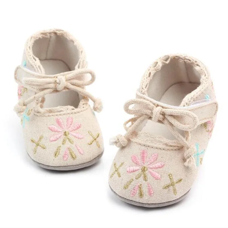 Sapatos infantis com sola macia antiderrapante, calçado de princesa para bebês e crianças