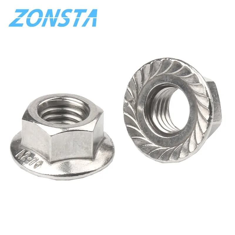 Lục Giác Bích Hạt M3 M4 M5 M6 M8 M10 M12 M16 M20 304 Thép Không Gỉ Làm Hồng Môi Khóa Tự Động Hạt DIN6923 răng Cưa Spinlock