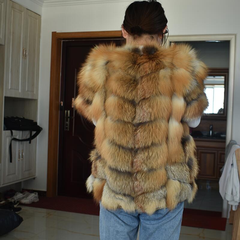 女性用天然レッドフォックスファージャケットジッパー付き,ファイヤーフォックスベスト,半袖ベスト,ヨーロピアンストリートスタイル,New, 2023