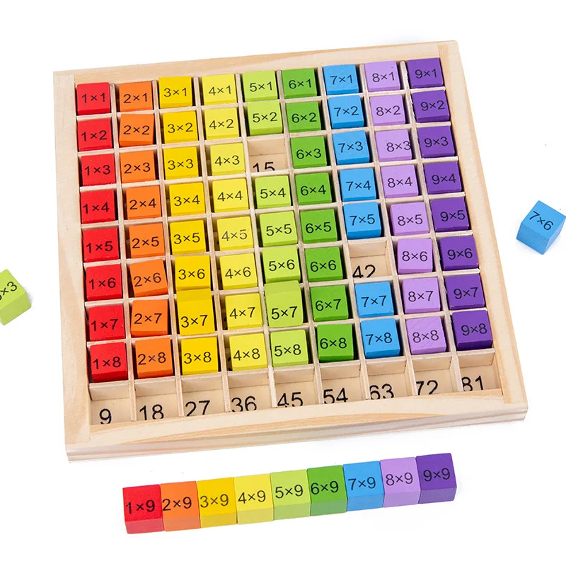 Montessori aprendizagem brinquedos educativos 99 tabela de multiplicação matemática aritmética auxiliares de ensino pré-escolar brinquedos de madeira para crianças
