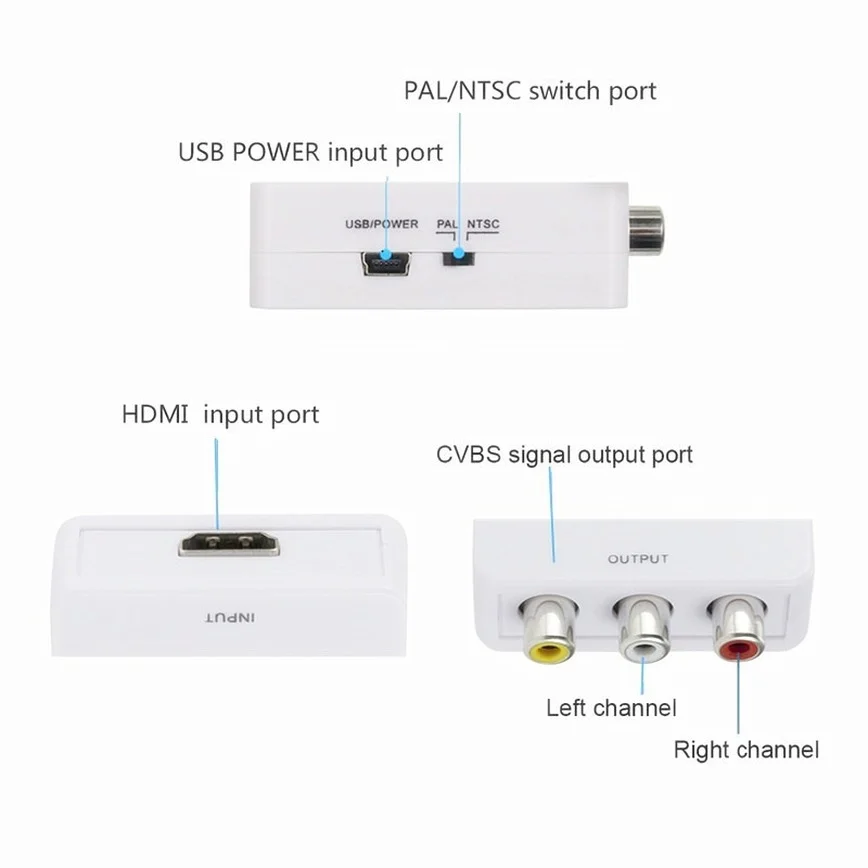 Grwibeou 1080P HDMI-совместимый преобразователь RCA AV/CVSB L/R Video Box HD 1920*1080 HDMI2AV Поддержка NTSC PAL Выход HDMI в AV