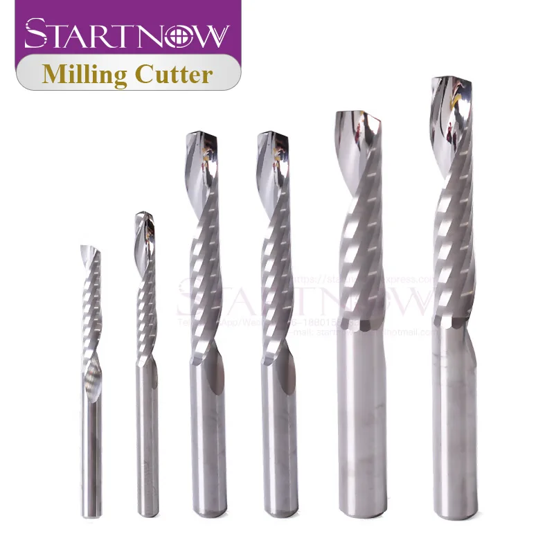 Startnow 5 unids/lote fresa acrílica brocas en espiral de una flauta MDF PVC grabado CNC Router Bit herramientas de corte de madera fresa