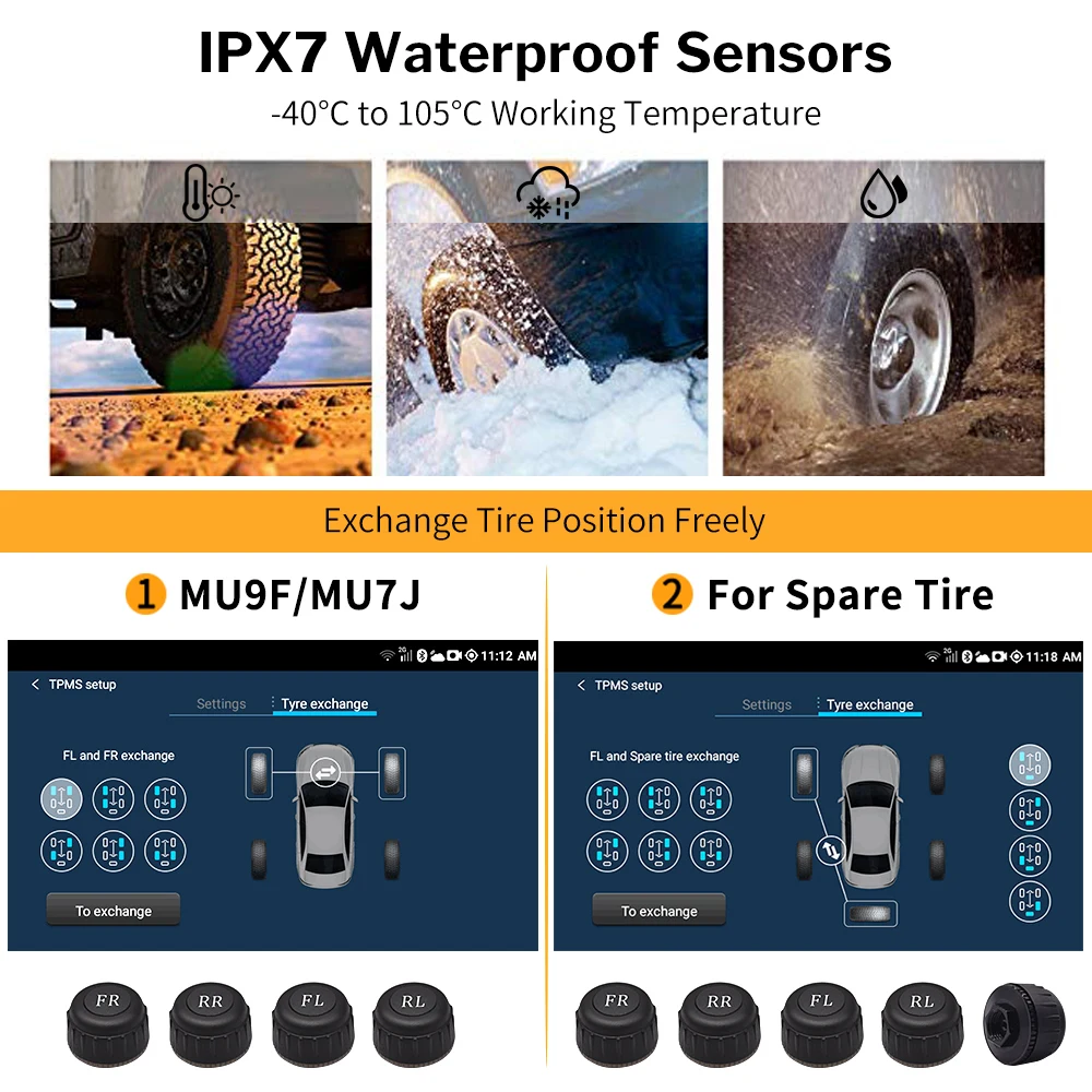 Deelife Android TPMS para Radio de coche reproductor de DVD sistema de supervisión de presión de neumáticos neumático de repuesto Sensor externo interno USB TMPS