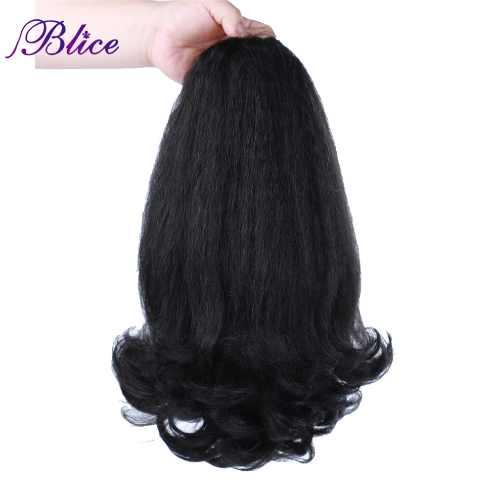 Blice Đuôi Ngựa Phần Mở Rộng Dây Rút Đồ Kẹp Tóc Tổng Hợp Kinky Tóc Thẳng Với 2 Lược Cong Vênh Đuôi Ngựa Dành Cho Nữ