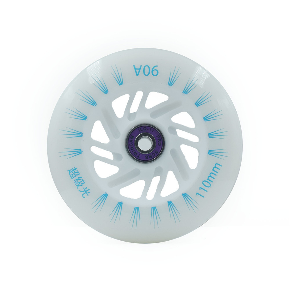 2 pièces 90 100 110 roue de vitesse avec ILQ-11 608 roulement de patinage roues de patins de vitesse en ligne 90A durable PU LED Flash Shine pneus