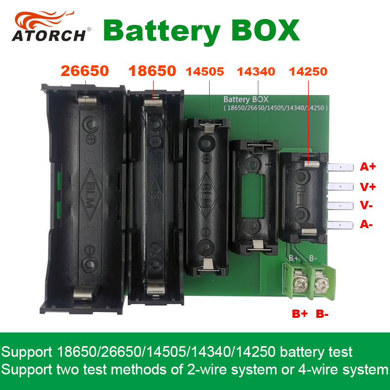 Caja de almacenamiento de prueba para DL24P, ABS, 4 cables y 2 cables, Terminal 18650, 26650, 14505, 14340, 1425