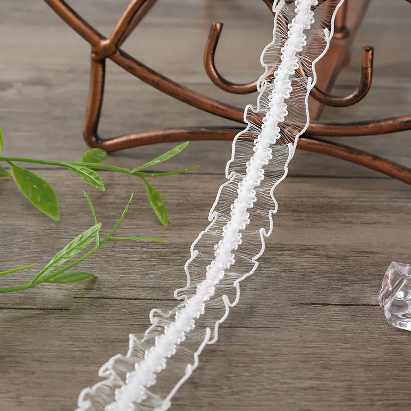 10หลาลูกไม้ผ้าลูกไม้ยืดหยุ่น DIY อุปกรณ์เสริมผมยืดหยุ่นคอกระโปรงลูกไม้ Trim เสื้อผ้าอุปกรณ์เสริมสายรัดยืดลูกไม้