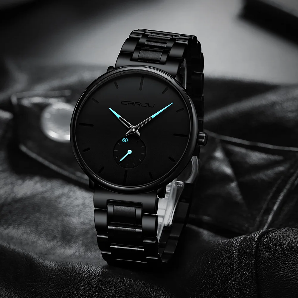 Relojes CRRJU para hombre, reloj de pulsera de acero inoxidable para hombre, reloj deportivo informal de lujo resistente al agua para hombre, reloj de cuarzo, reloj Masculino