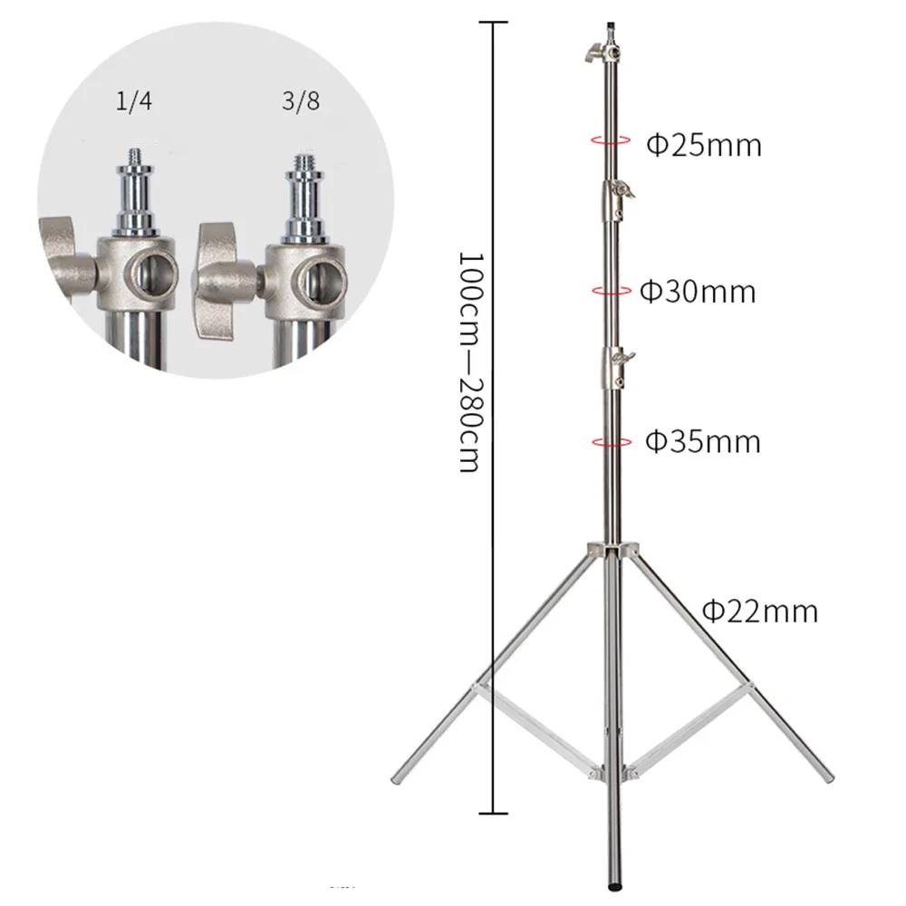 Super Stable Stainless Steel Big Tripod 2.8M Foldable Lighting Stand Tripod Photography For Fill Spot Light Softbox Photo Studio