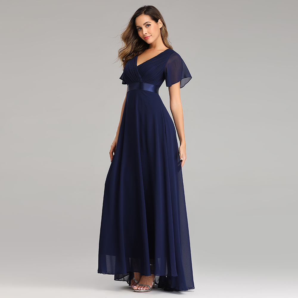 XUCTHHC – Robe De soirée élégante en mousseline De soie, col en v, à volants