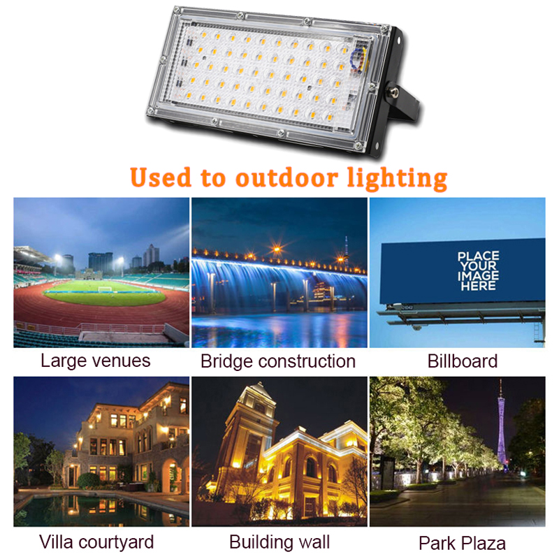 Luce di inondazione a LED 50W AC 220V 230V 2240V Proiettore da giardino esterno Riflettore da parete Lampione stradale Faretto da paesaggio Illuminazione da esterno