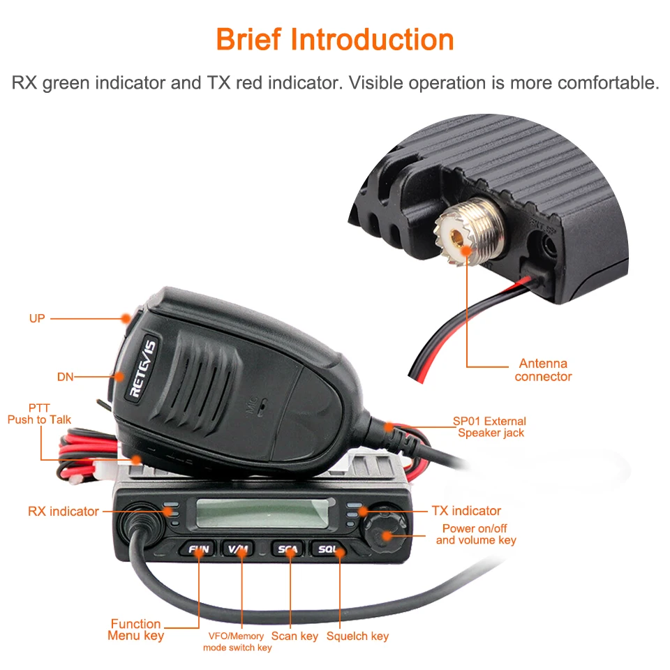 Auto Walkie Talkie Radiosender RETEVIS RT98 VHF (oder UHF) 15W Auto Mobilfunk Auto Zwei-Wege-Radio Amateurfunk Transceiver Truckers