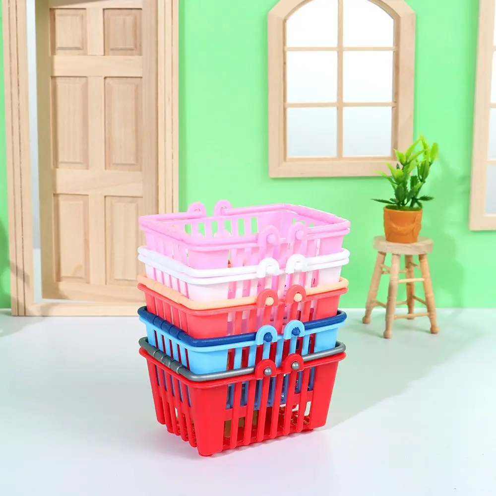 Mini cesta de compras para casa de boneca cesta de alimentos supermercado brinquedo de compras em miniatura móveis modelo adereços boneca acessórios