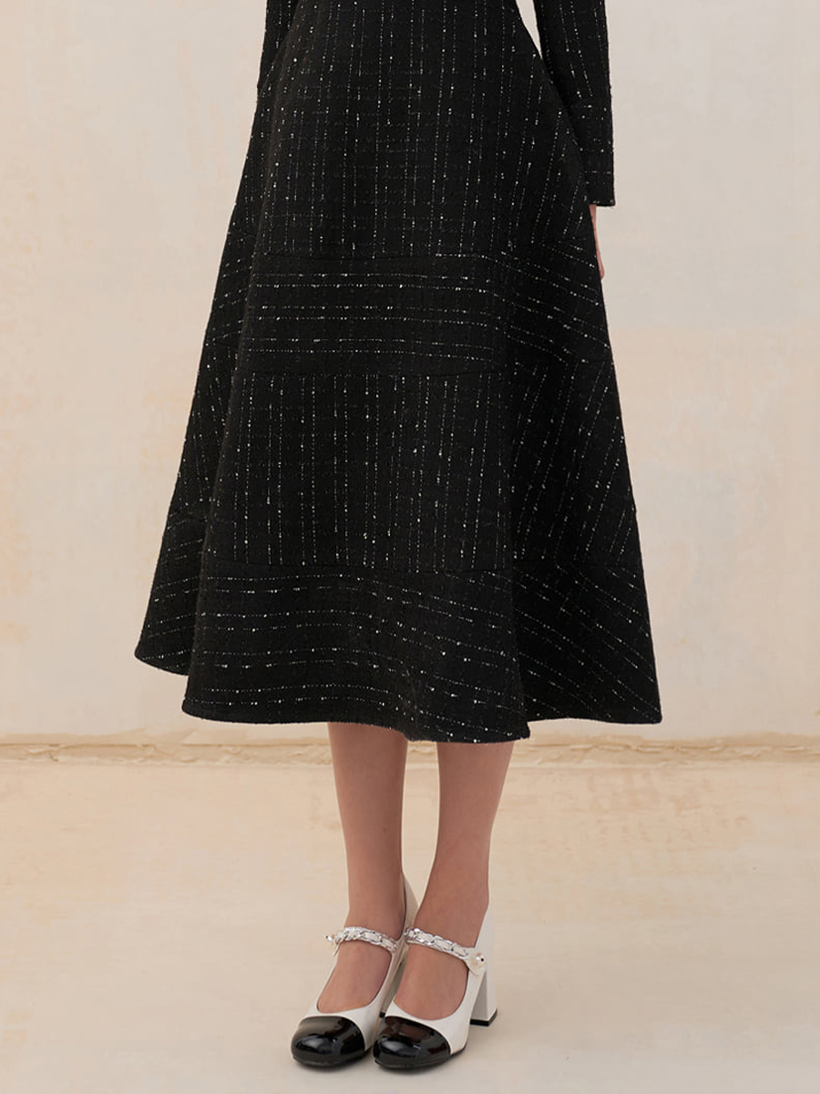 Tailor shop-vestido pequeño negro para mujer, ropa de lujo ligera, semiformal, de princesa, de tweed blanco y negro