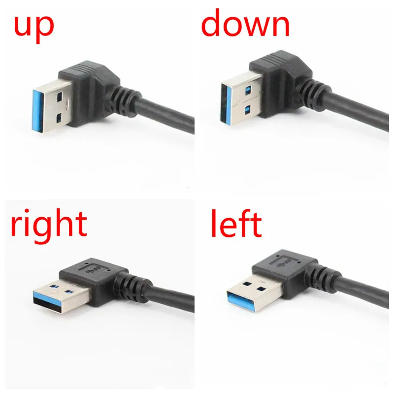 20cm USB 3,0 ángulo derecho/izquierdo/arriba/abajo Cable de extensión de 90 grados Cable adaptador macho a hembra Cables USB Cable de extensión