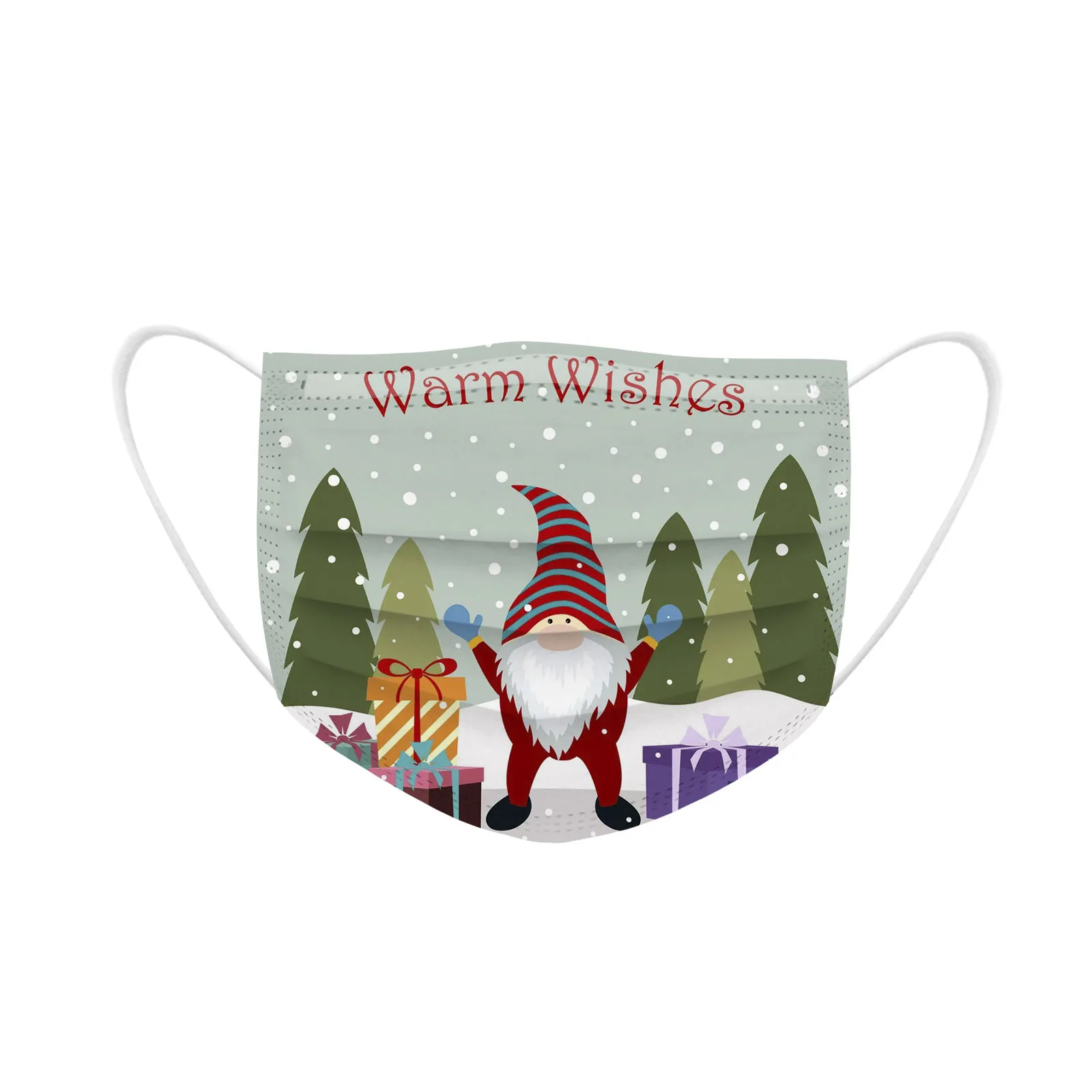 50 Buah Dewasa/Anak-anak Natal Masker Sekali Pakai Uniseks Dicetak Penutup Wajah Lembut 3-Layer Anak Tahan Debu Pm2.5 Masker Earloop Masker