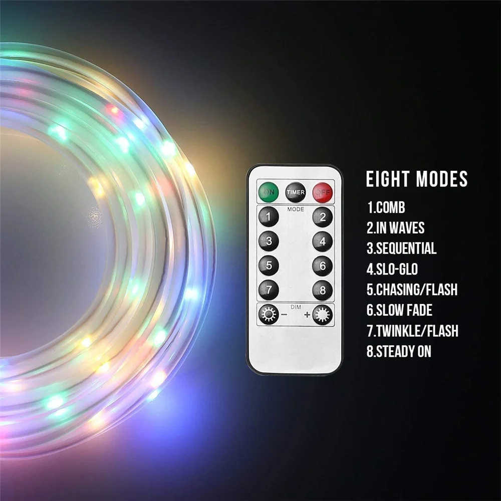 ไฟสายเชือก LED กลางแจ้งพวงมาลัยถนนสำหรับสวนในสวนปีใหม่2023ม. 5ม. 10ม. 15ม.
