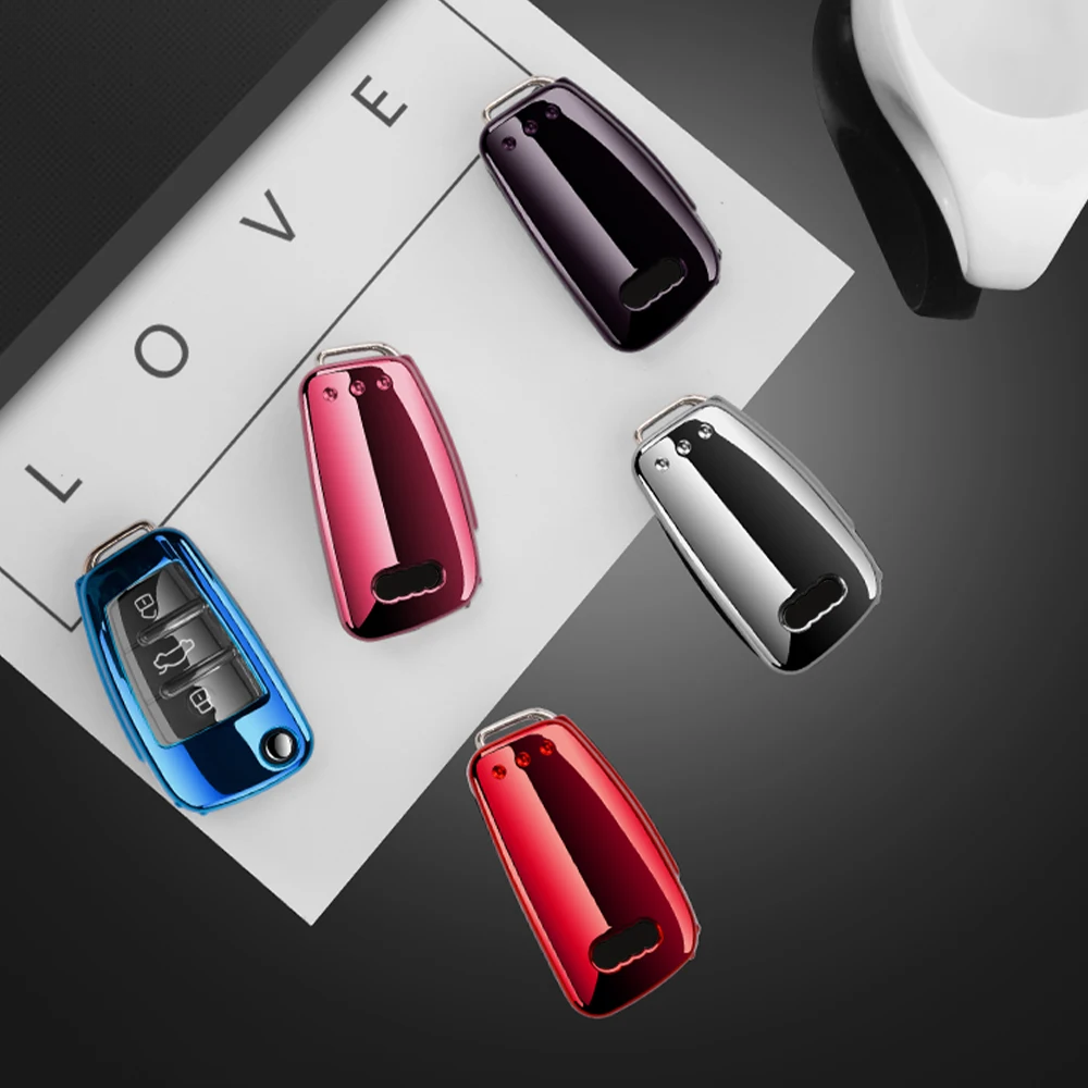 Casing Penutup Kunci Jarak Jauh Mobil TPU Lembut Baru Cangkang Pelindung untuk Audi C6 R8 A1 A3 A4 A5 Q5 A6 S6 A7 B6 B7 B8 8P 8V 8L TT RS Sline
