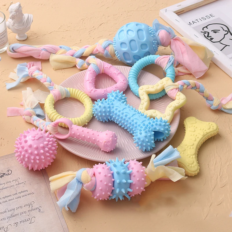 Juguetes para perros pequeños, juguetes con nudo TPR, resistente a mordeduras, limpieza de dientes molares, suministros de entrenamiento para perros, accesorios interactivos