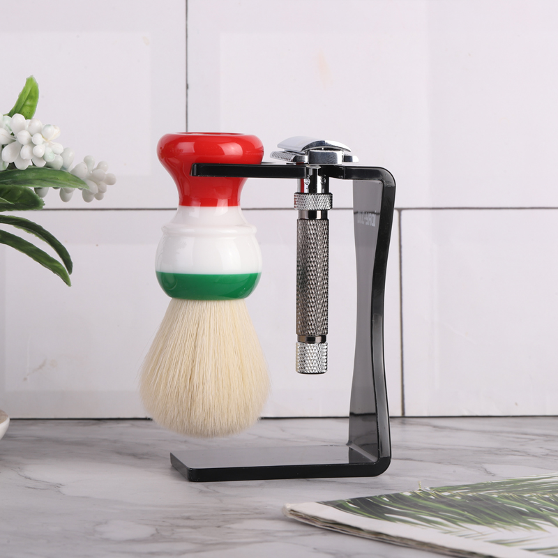 YAQi Дешевая кремово-черная кисточка для бритья и набор держателей для бритвы для мужчин