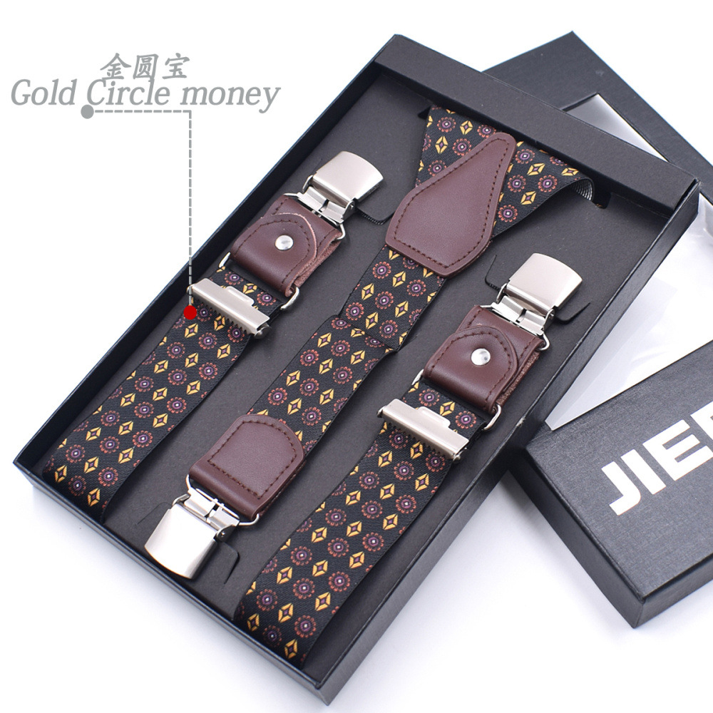 Tirantes de cuero para hombre, 3 Clips, correa ajustable, Bretelles Vintage, accesorios de ropa