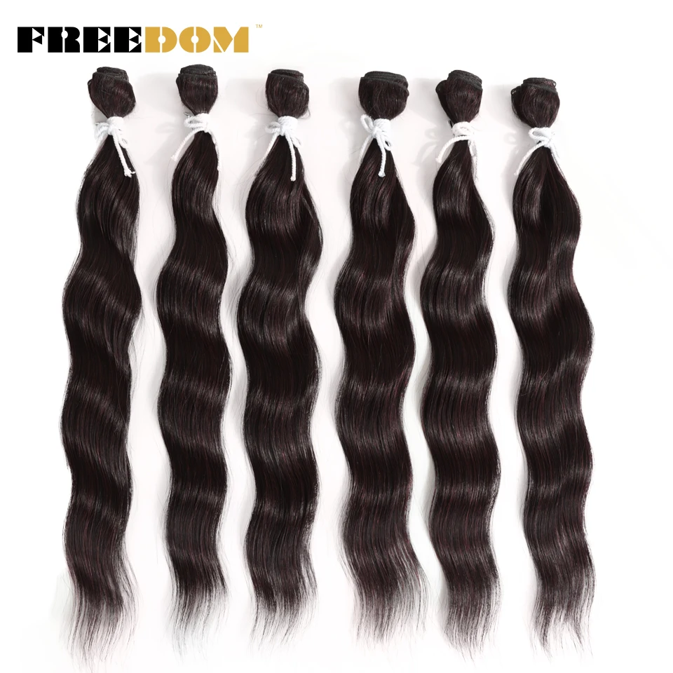 Tự Do Tự Nhiên Sóng Bó Tóc Tổng Hợp Phần Mở Rộng Ombre Mái Tóc Vàng Dệt Lưng 6 Cái/gói 20 Inch Chịu Nhiệt Sợi
