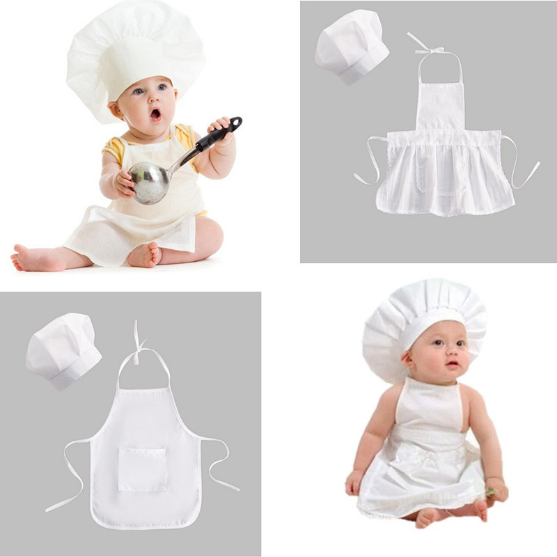 เด็ก Chef ผ้ากันเปื้อนหมวกสําหรับชุดเด็ก Chef Baby Cook เครื่องแต่งกายการถ่ายภาพเด็ก PROP 2 ชิ้น/เซ็ต