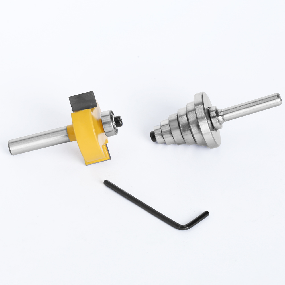 LAVIE, 2 uds., broca enrutadora de rabbet de vástago de 8mm con 6 rodamientos ajustables, fresa de espiga, brocas de carpintería de carburo cementado MC02049