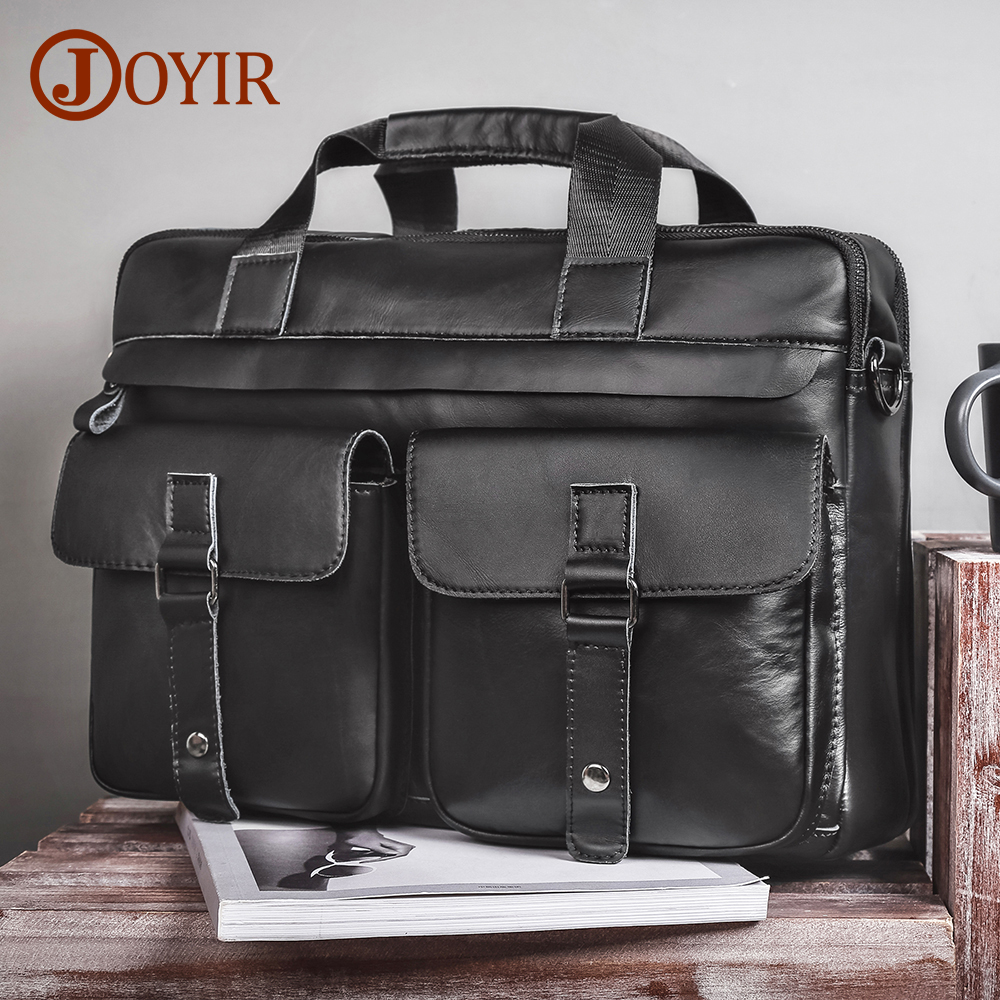Joyir Echt Lederen Heren Aktetassen 15.6 "Laptoptas Kantoortassen Voor Heren Document Zakelijke Schoudertas Handtas