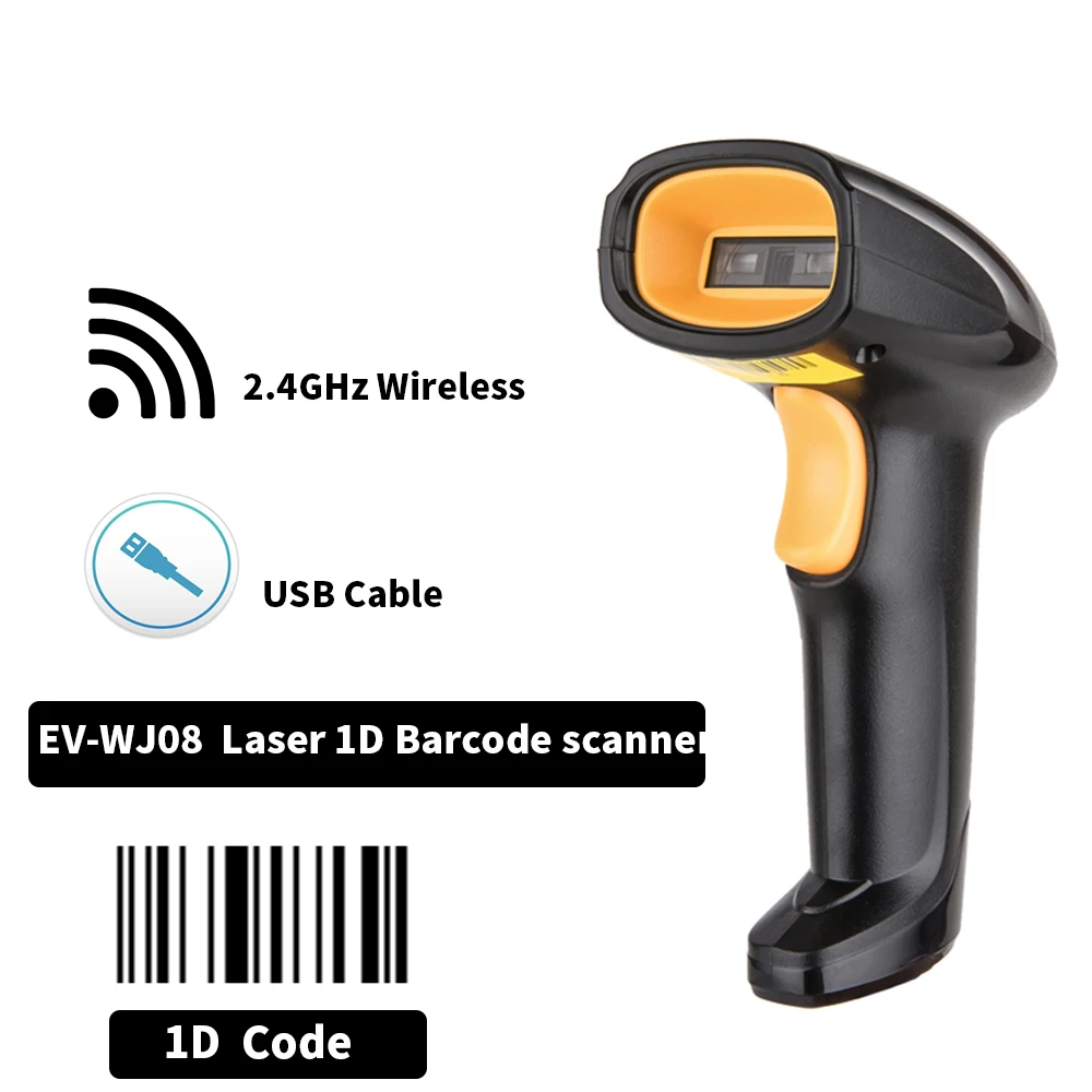 EVAWGIB EV-WJ08 беспроводной 1D сканер штрих-кода, стандартный Bluetooth 2D сканер штрих-кода, считыватель штрих-кода QR PDF417 для IOS Android IPAD