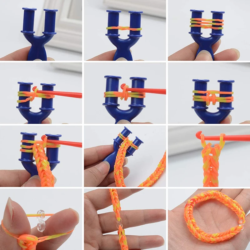 600–1500 Stück + bunte Webstuhlbänder-Set, Bonbonfarben-Armbandherstellungsset, DIY-Gummiband, gewebtes Armband-Set, Mädchen-Bastelspielzeug, Geschenke