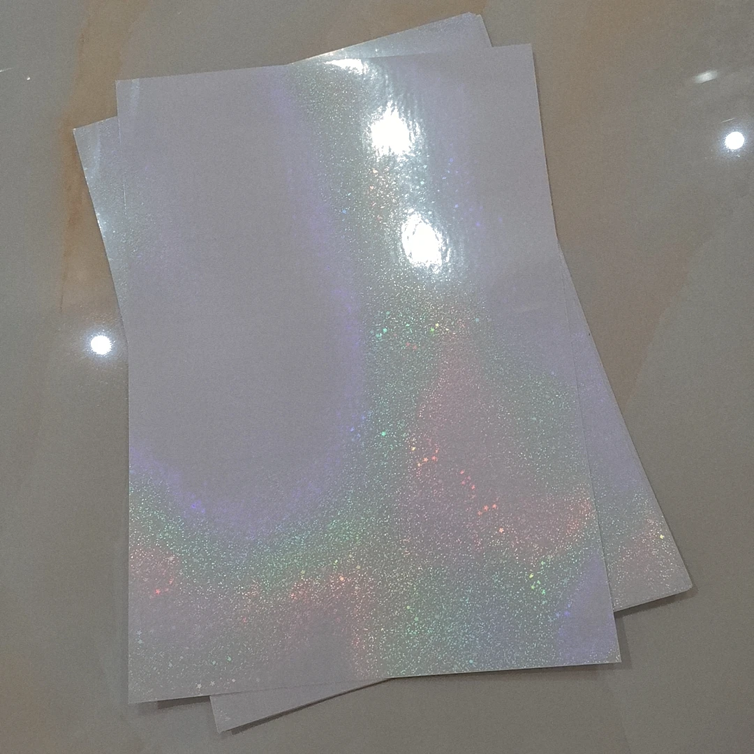Ruban adhésif holographique à paillettes de sable, plus cinq étoiles, ruban adhésif, stratification à froid sur papier plastique, 50 feuilles, 210x297mm, bricolage carte GT