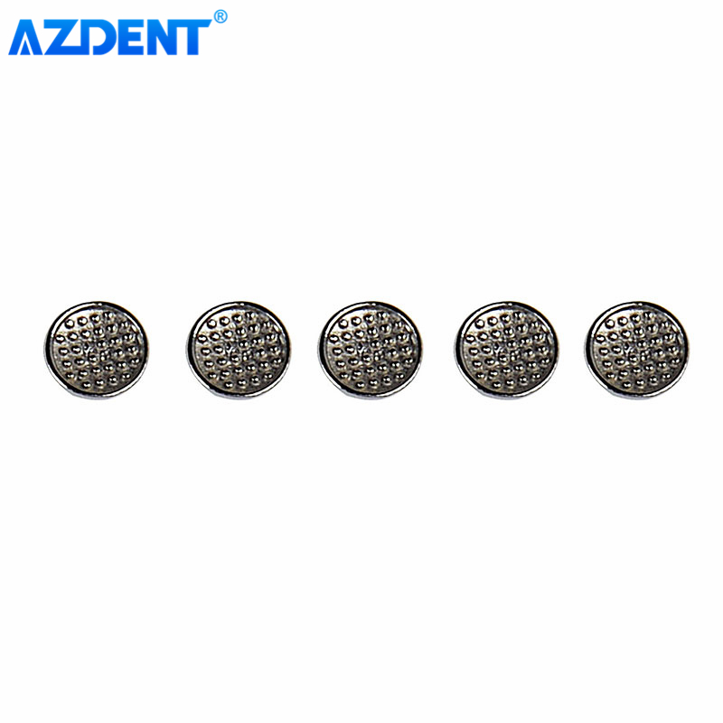 10 paquetes de botones linguales de ortodoncia Dental AZDENT monobloque MIM fondo de malla redonda Metal adhesivo 10 unids/pack hebilla lateral de lengua