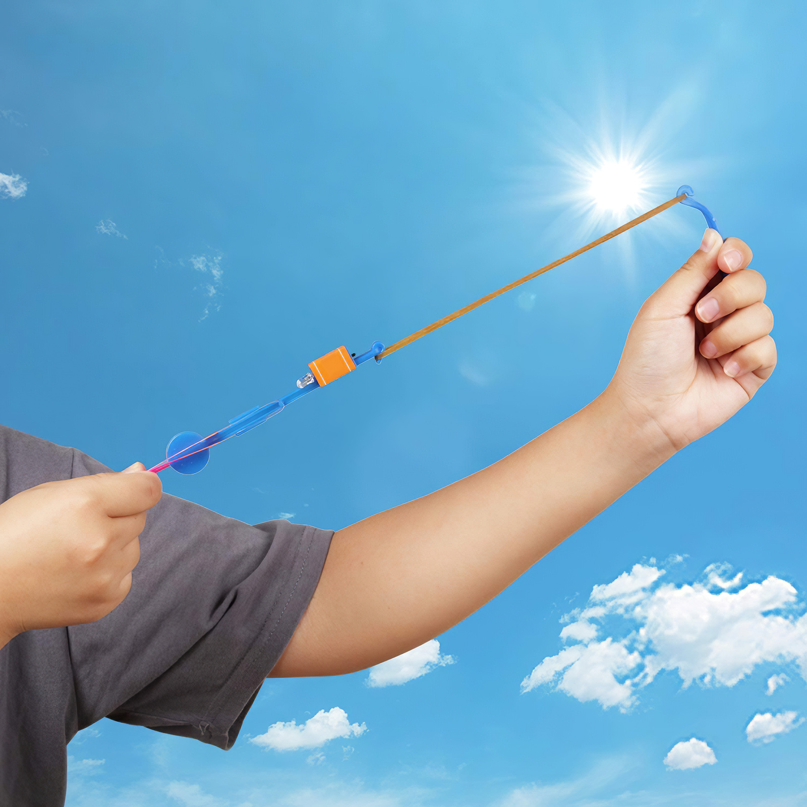 10 sztuk na zewnątrz lśniąca rakieta Flash LED Light Night dzieci Luminous proca zabawki Shine Slingshot elastyczny helikopter obrotowa zabawka