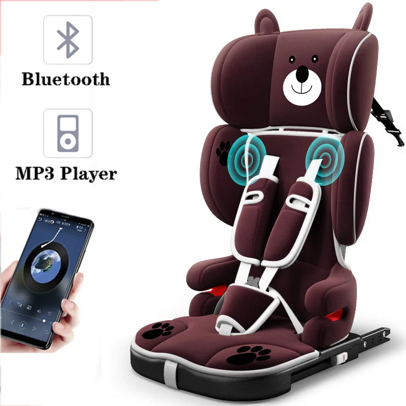 แบบพกพาที่นั่งในรถเด็กพับความปลอดภัยของเด็กที่นั่งบลูทูธเพลง Isofix Latch อินเทอร์เฟซเด็กทารกรถที่นั่งสำหรับ1 ~ 12 Y