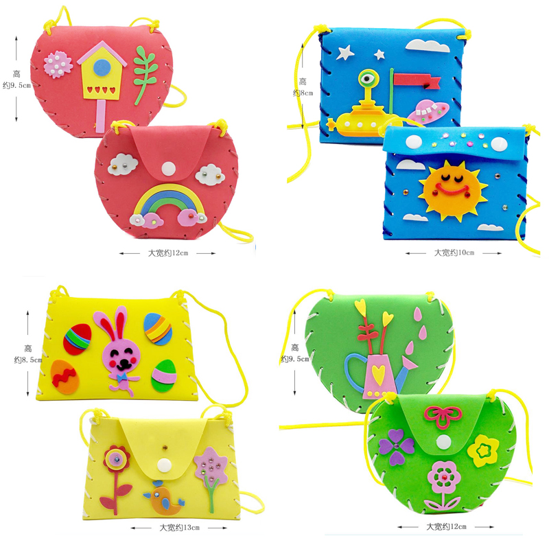 เด็ก DIY Handmade Craft ชุดเย็บกระเป๋าของคุณเองที่มีสีสัน EVA โฟมเย็บกระเป๋า 3D อัญมณีคริสตัลสติกเกอร์ตกแต่งของเล่นเด็ก