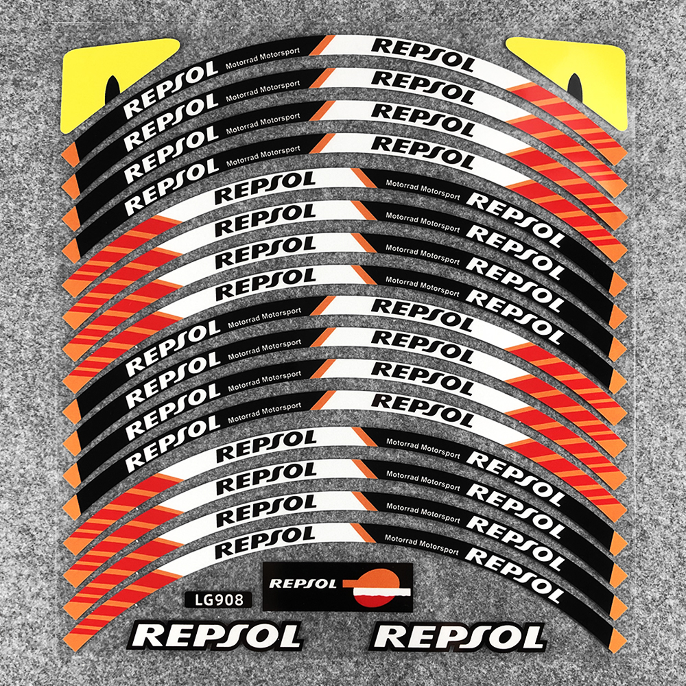 Pegatinas reflectantes para ruedas de motocicleta, tiras de llanta de carreras, calcomanías, accesorios de cubo de 17 "para Repsol CBR
