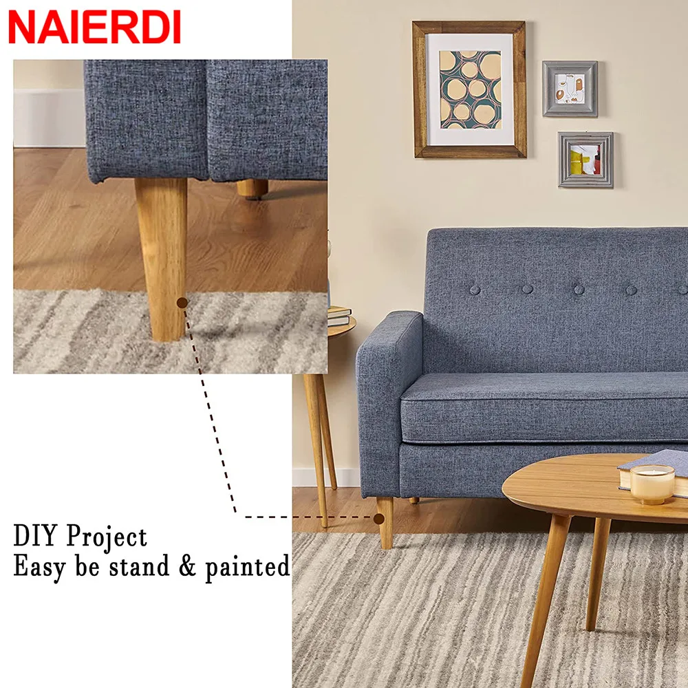 NAIERDI 8-60Cm Vòng Nội Thất Gỗ Chân Tự Nhiên Bằng Gỗ Chắc Chắn Thay Thế Bàn Feets Tủ Giường Sofa Chân Với đồng Hồ Tấm