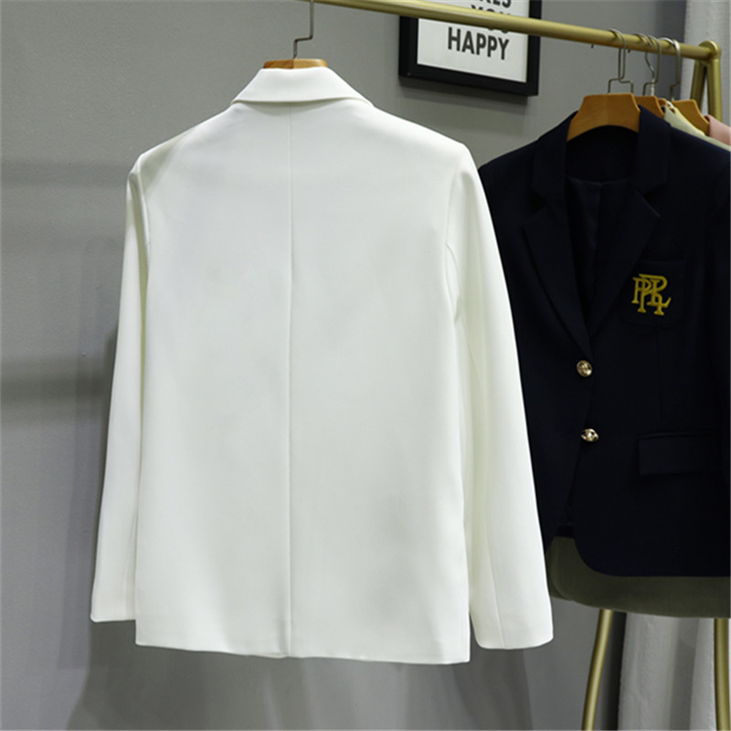 Blazer branco jaqueta feminina de alta qualidade moda bordado único breasted terno jaqueta senhoras casual escritório formal blazers casaco