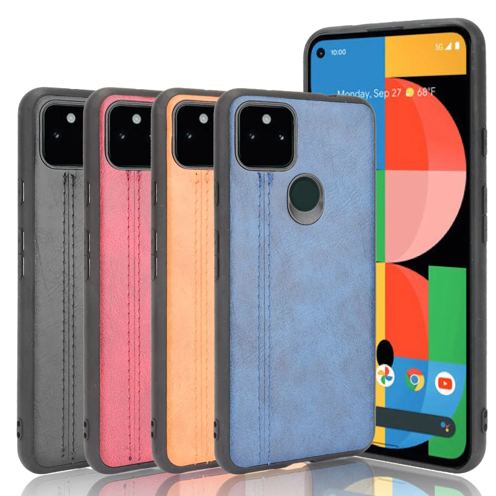 Untuk Google Pixel 5a 5G Casing Kulit Anak Sapi Rute PU Kulit PC Penutup Tas Ponsel Keras untuk Google Pixel 5a 5G Casing Pixel5a