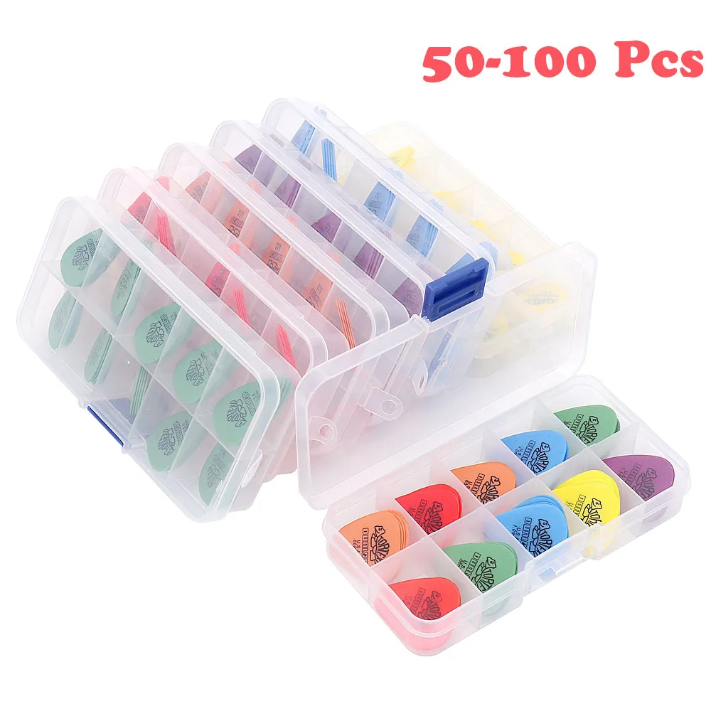 50 & 100 Chiếc Đàn Ghita Điện Phím Dunlop Plectrum Phụ Kiện Guitar Có Hộp Dày 0.5Mm-1.14Mm