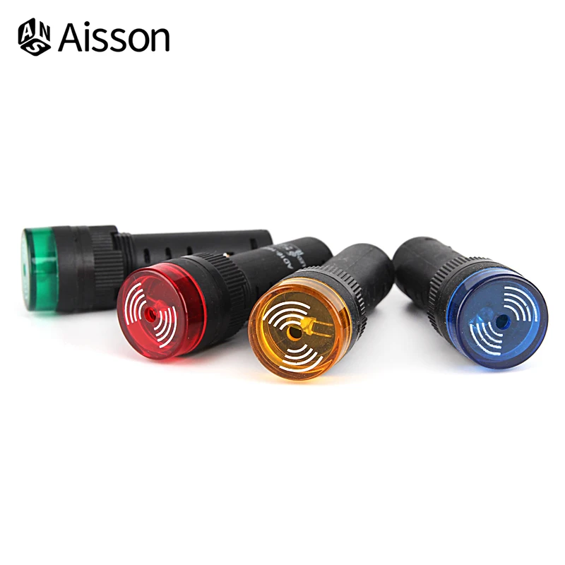 1 Máy Tính AD16-16SM 12V 24V 220V 16Mm Flash Đèn Tín Hiệu Đèn LED Hoạt Động Còi Bíp Báo Động Báo xanh Đỏ Vàng Xanh Dương