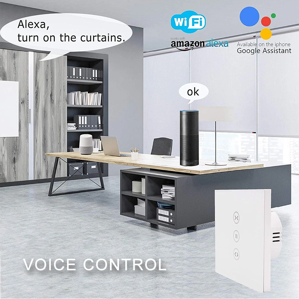 AVATTO-Cortina con interruptor wifi, persiana enrollable eléctrica o motorizada con interruptor UE/EE. UU con conexión Wifi, compatible con aplicación Smart Home para Google Home y Alexa