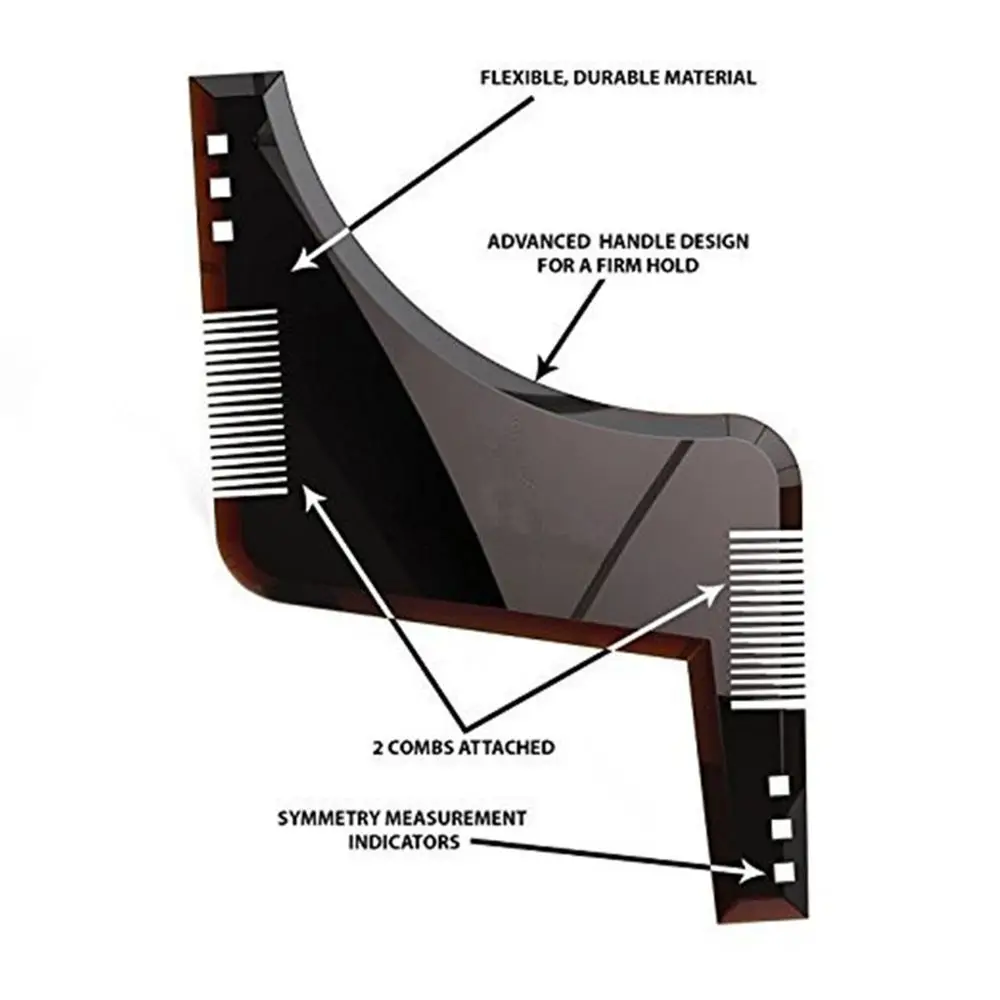 Plantilla de estilismo para dar forma a la barba, herramienta todo en uno, peine ABS para dar forma a la barba, modelo para recortar la barba, 1 Uds.