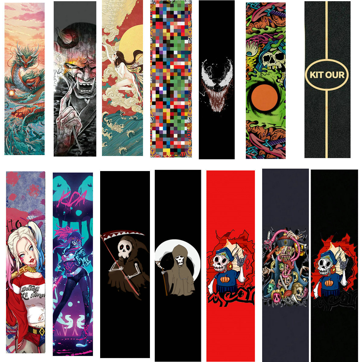 Dài Board Giấy Nhám Nhám Bề Mặt Miếng Dán Chống Thấm Nước Chống Cá Tính Xe Điện Surfskate Giấy Nhám