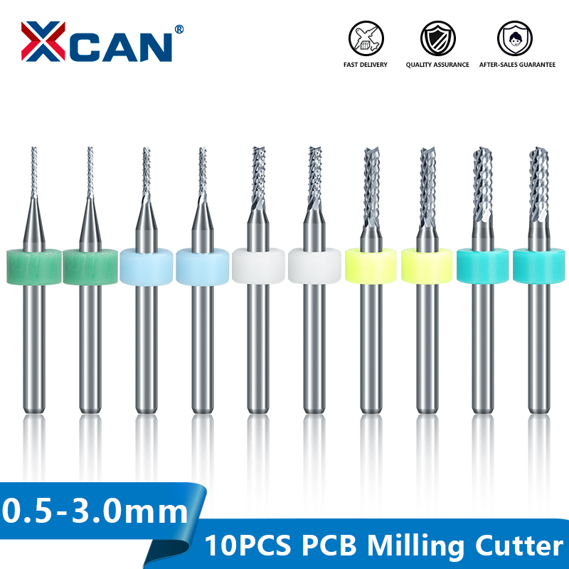Set di frese per PCB XCAN 0,5-3,0 mm Fresa in metallo duro 10 pezzi Punta per router per utensili di fresatura per macchine PCB