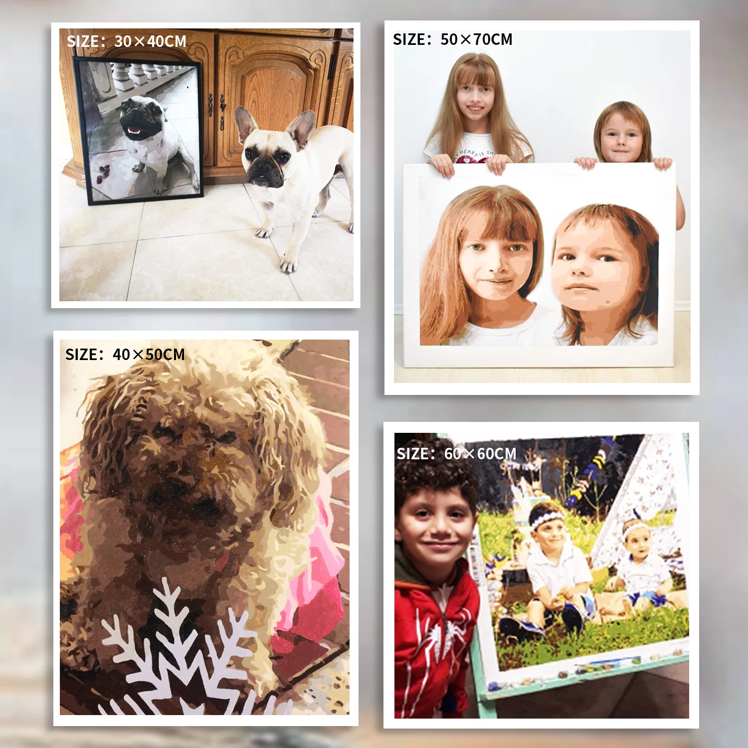 24/36 Màu Personalised Sơn Do Số Ảnh Tùy Chỉnh DIY Bức Tranh Sơn Dầu Được Số Hình Vải Chân Dung Họ Trẻ Em Chụp Ảnh